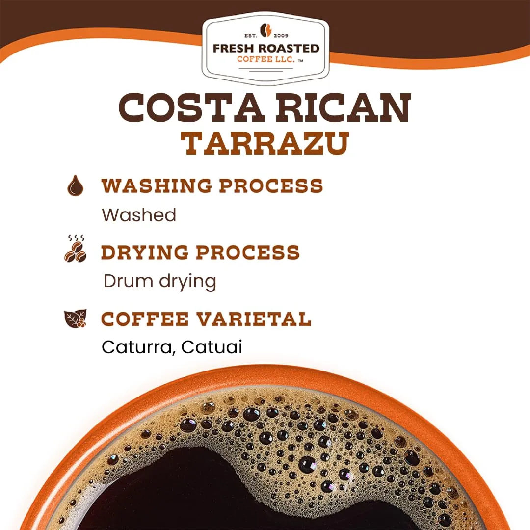 Fresh Roasted Coffee, 100% Costa Rican Tarrazu, 5 lb (80 oz), Medium Roast, Kosher, Whole Bean
