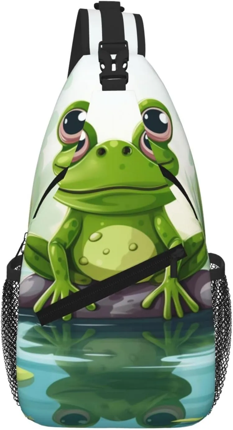 Frog On A Pond Sling Bag For Women Men Travel Hiking Backpack Crossbody Shoulder Chest Bags Casual Daypack