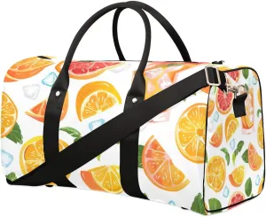 Fruit Orange Drink Travel Duffel bag for Men Women Weekender Overnight Bag Gym Bag Carry On Luggage Bags for Yoga Workout Sports