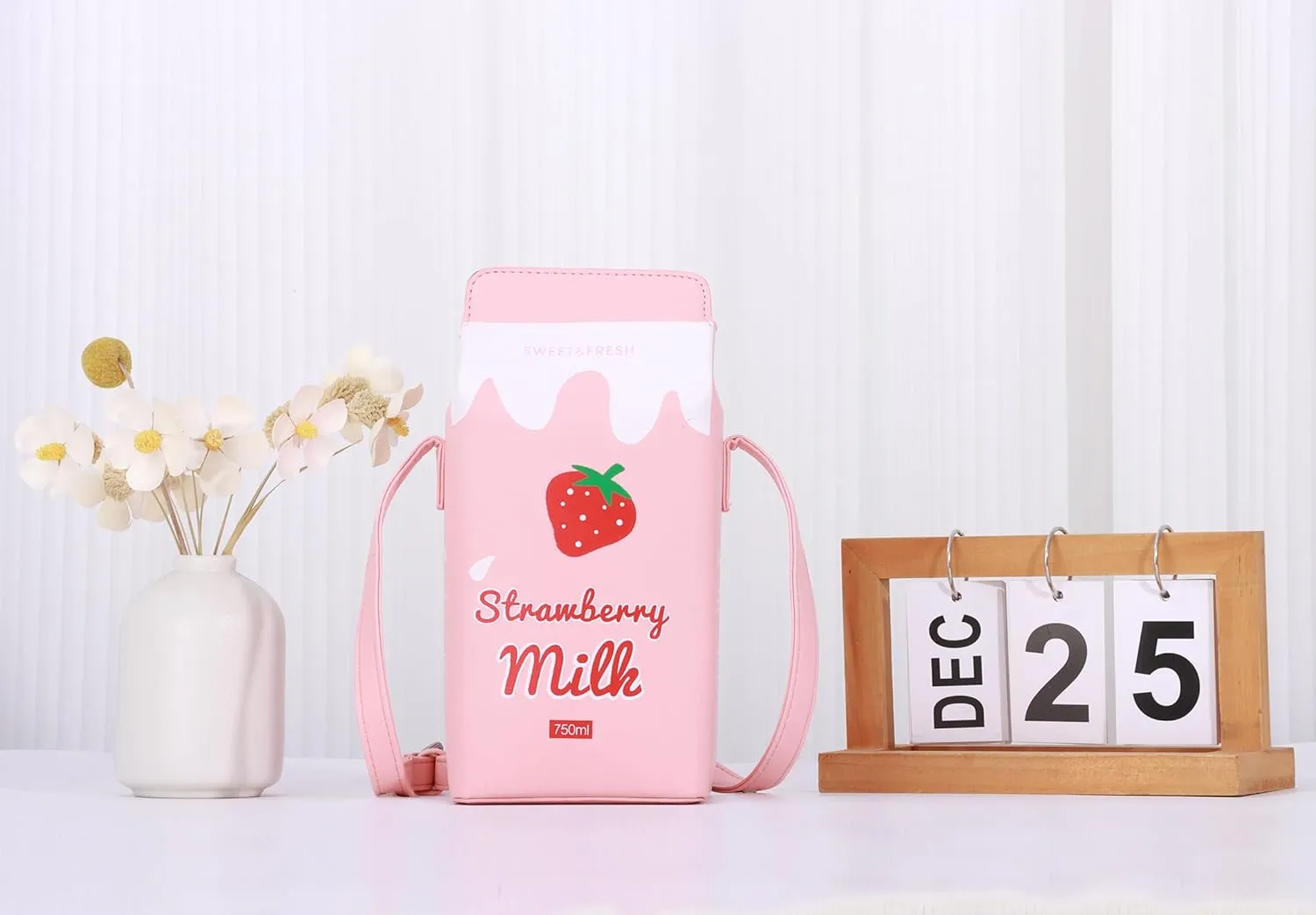 Fruits Banana Strawberry Milk Box Cross Body Purse Bag Women Phone Wallet Shoulder Bags