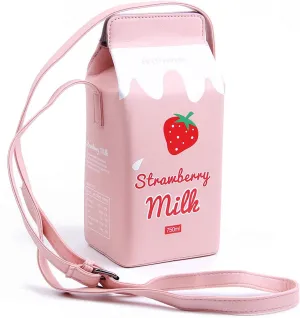 Fruits Banana Strawberry Milk Box Cross Body Purse Bag Women Phone Wallet Shoulder Bags