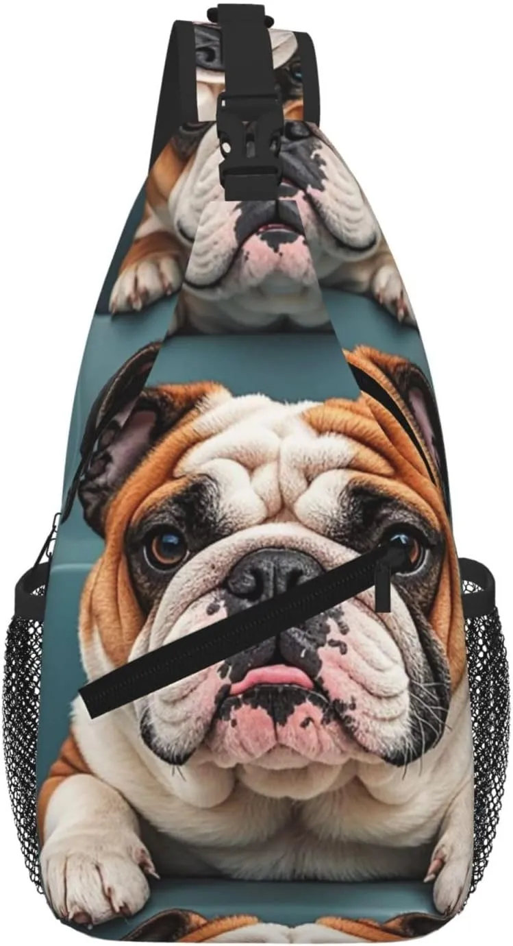 Funny English Bulldog Sling Bag For Women Men Travel Hiking Backpack Crossbody Shoulder Chest Bags Casual Daypack