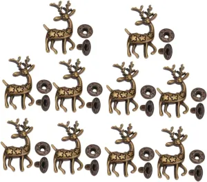 Gadpiparty 10 Sets Zinc Alloy Deer Style Snap Button Fittings with Base for DIY Craft Bronze Clasp Fastener for Purses Bags Scrapbooking