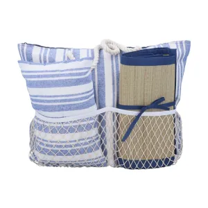 Gisela Graham Blue Stripe Beach Bag Set