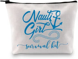 GJTIM Funny Nautical Anchor Sailing Boating Gift Boating Sailing Nautical Theme Zipper Pouch Nauti Girl Survival Kit for Nautical Sailors (Survival Nauti Girl)