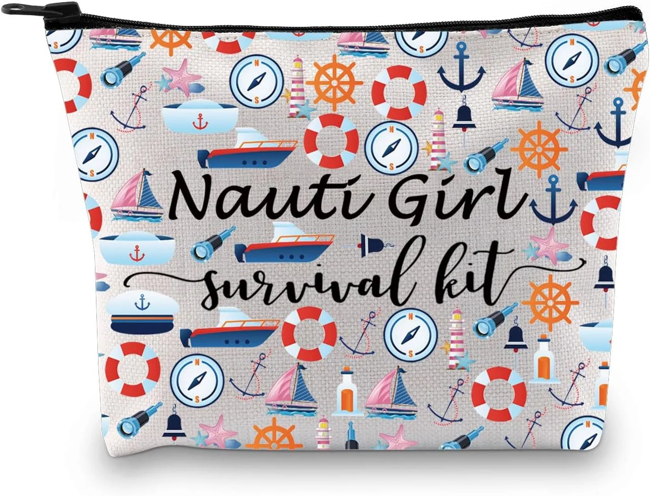 GJTIM Nautical Anchor Sailing Boating Gift Boating Sailing Nautical Zipper Pouch Nauti Survival Kit for Nautical Sailors (Survival Nauti 2 Bag), Medium