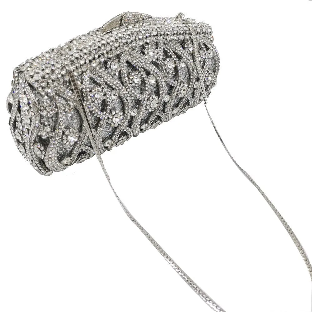 Glittering Patterned Crystal Clutch