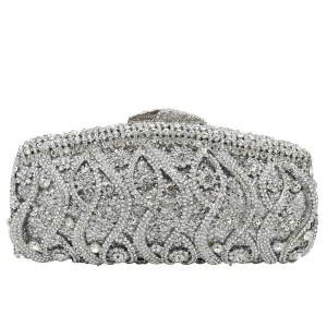 Glittering Patterned Crystal Clutch