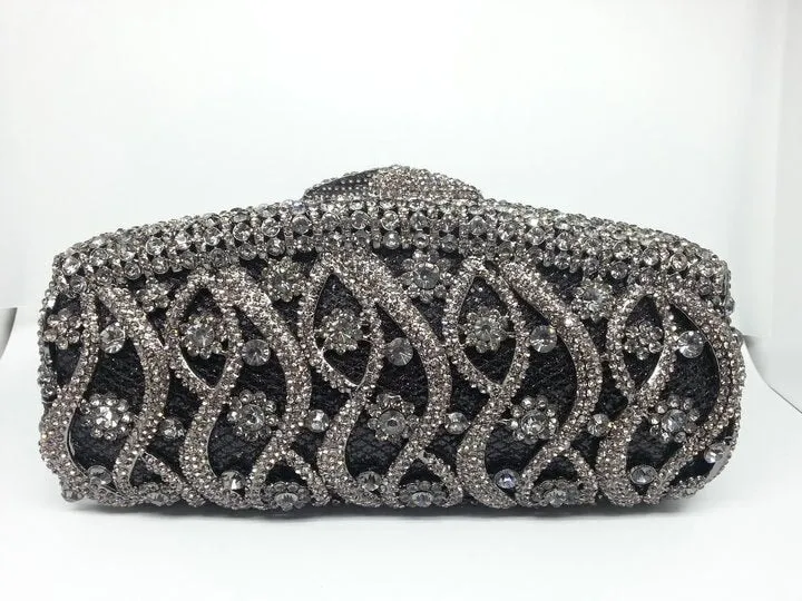 Glittering Patterned Crystal Clutch