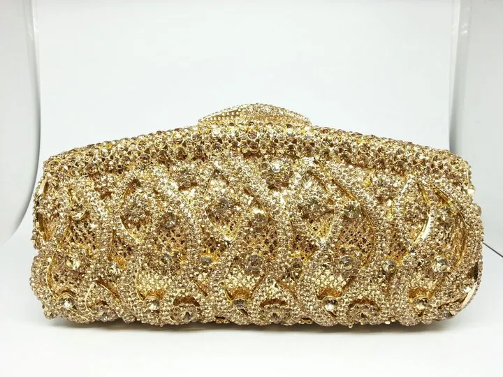 Glittering Patterned Crystal Clutch
