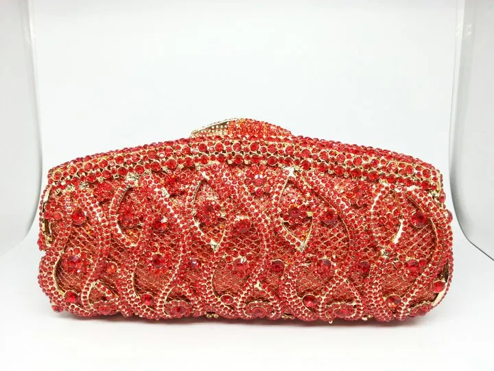Glittering Patterned Crystal Clutch