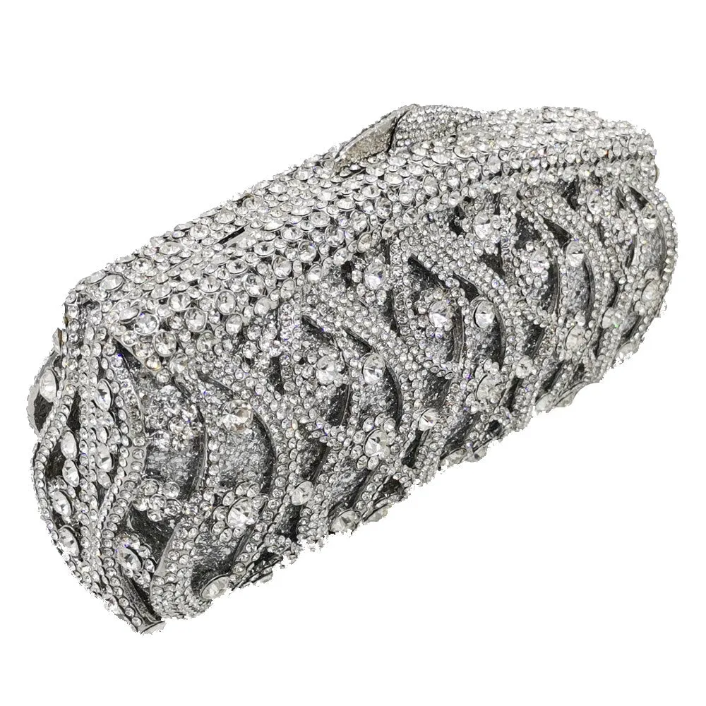 Glittering Patterned Crystal Clutch