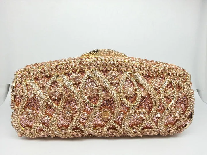 Glittering Patterned Crystal Clutch