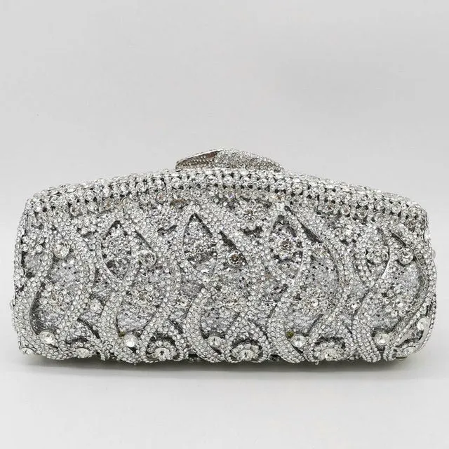 Glittering Patterned Crystal Clutch