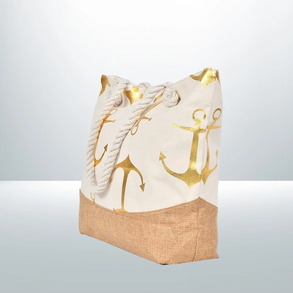 Gold Ladies Anchor Design Shoulder Bag