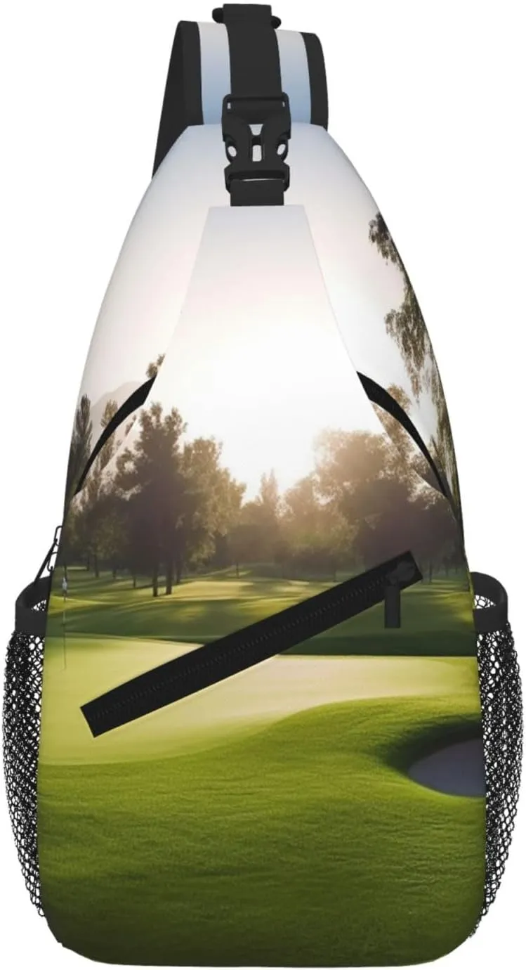 Golf Course Sling Bag For Women Men Travel Hiking Backpack Crossbody Shoulder Chest Bags Casual Daypack