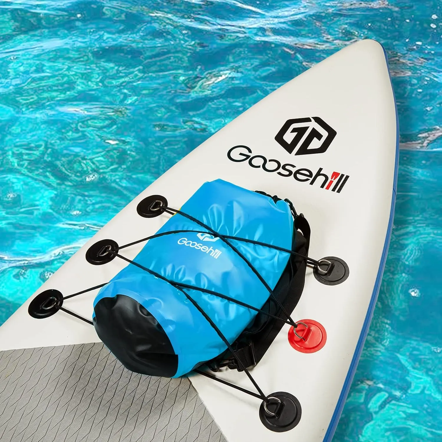 Goosehill Waterproof Bag 5L 10L 20L with Durable Plato 500D PVC Material, Floating Roll Top Dry Bag for Beach/Paddleboarding/Kayaking/Boating/Swimming/Fishing, 2 STRAPS