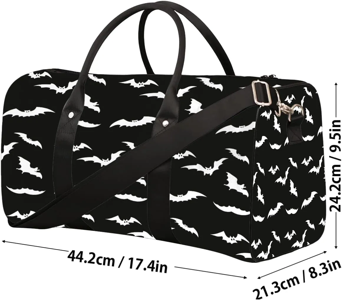Goth Bat Travel Duffel Bag for Women Men Small Sport Gym Bag Waterproof Weekender Overnight Bag Lightweight Carry on bag Foldable Gym Bag for Training Swim Yoga Traveling Handbag
