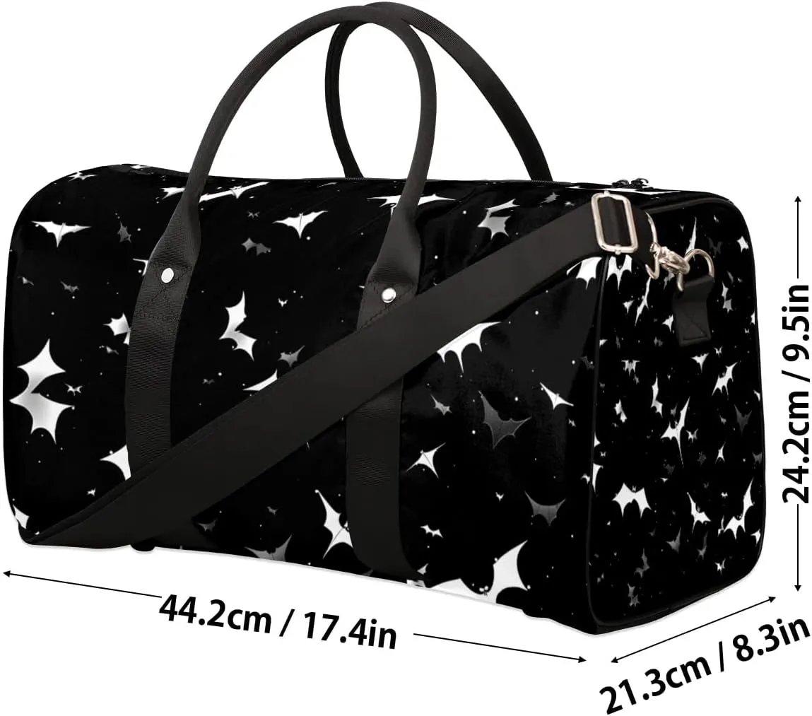 Gothic Bat Travel Sport Gym Bag,Halloween Weekender Overnight Bag,Foldable Duffel Bag,Waterproof Carry on Tote Bag Sleepover Work Out Bag Climbing Bag Gymnastics Camping Halloween Bag Gifts
