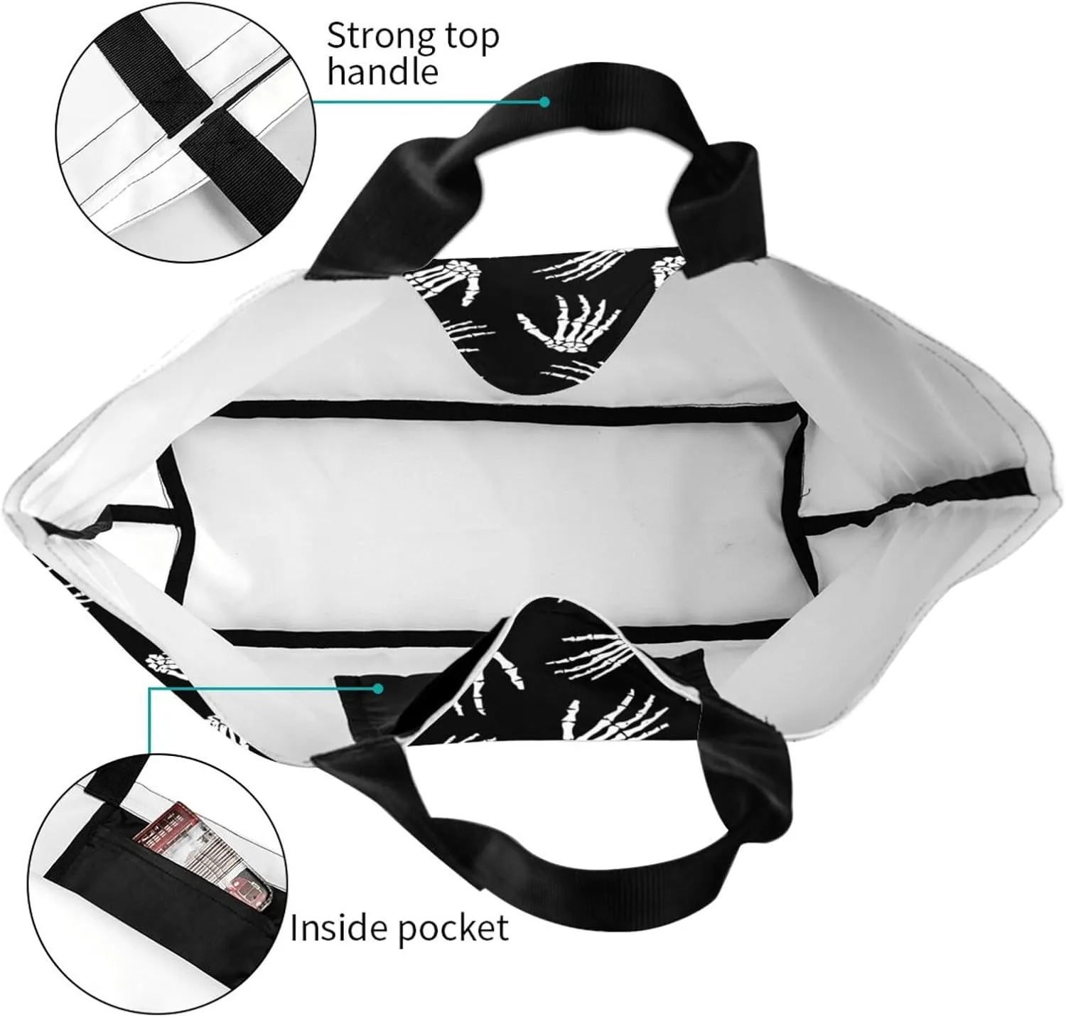 Gothic Goth Bat Tote Bag Reusable Shopping Bag Grocery Bags Fashion Shoulder Bag for Women Men