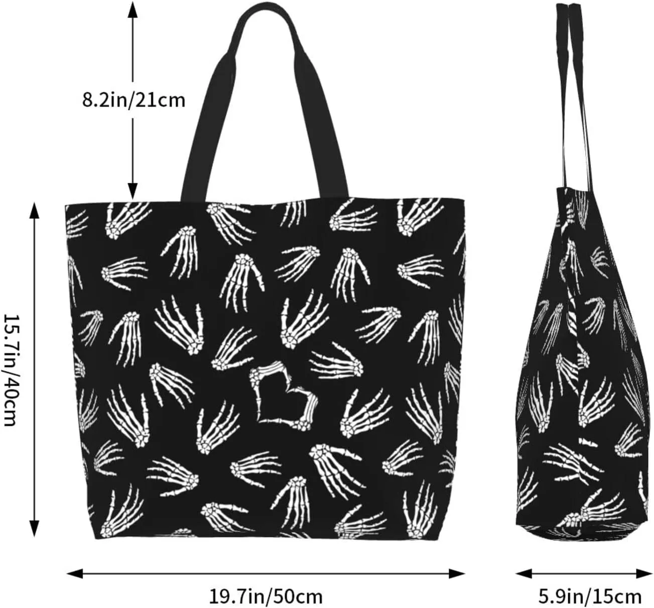 Gothic Goth Bat Tote Bag Reusable Shopping Bag Grocery Bags Fashion Shoulder Bag for Women Men