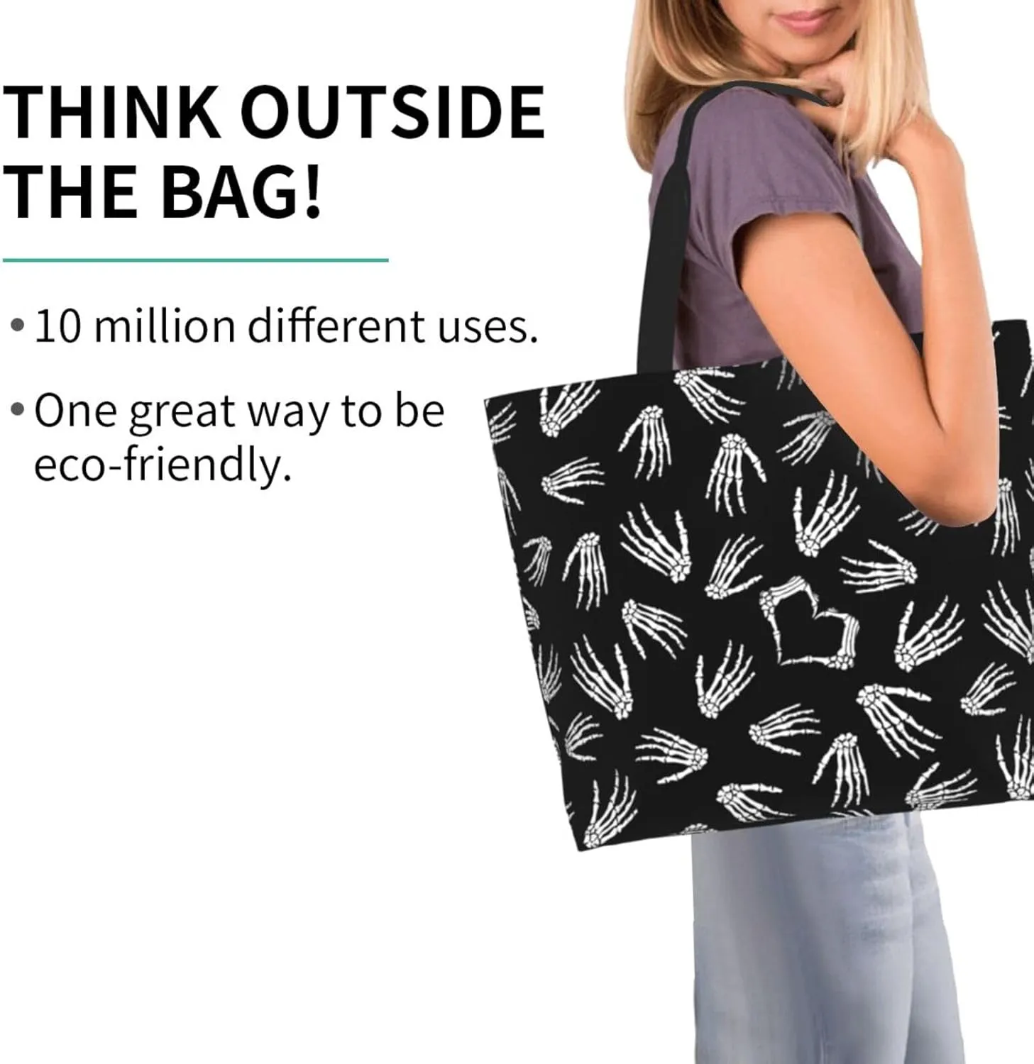 Gothic Goth Bat Tote Bag Reusable Shopping Bag Grocery Bags Fashion Shoulder Bag for Women Men