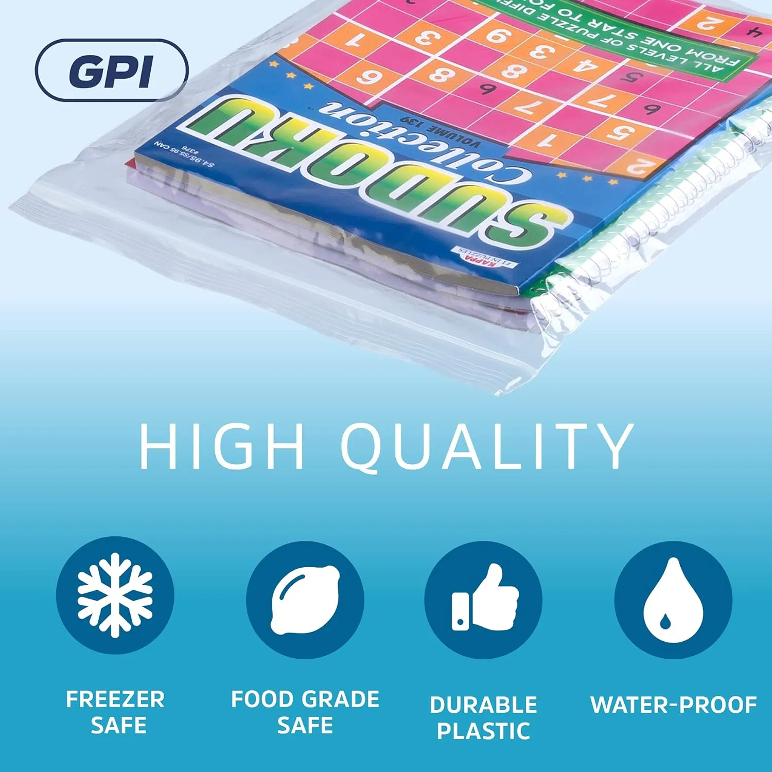 GPI - 15" X 15", 200 Count, Clear Plastic Reclosable Zip bags, Large, Bulk 2 Mil Thick Strong & Durable Poly Baggies with Resealable Zip Top Lock for Travel, Storage, Packaging & Shipping.