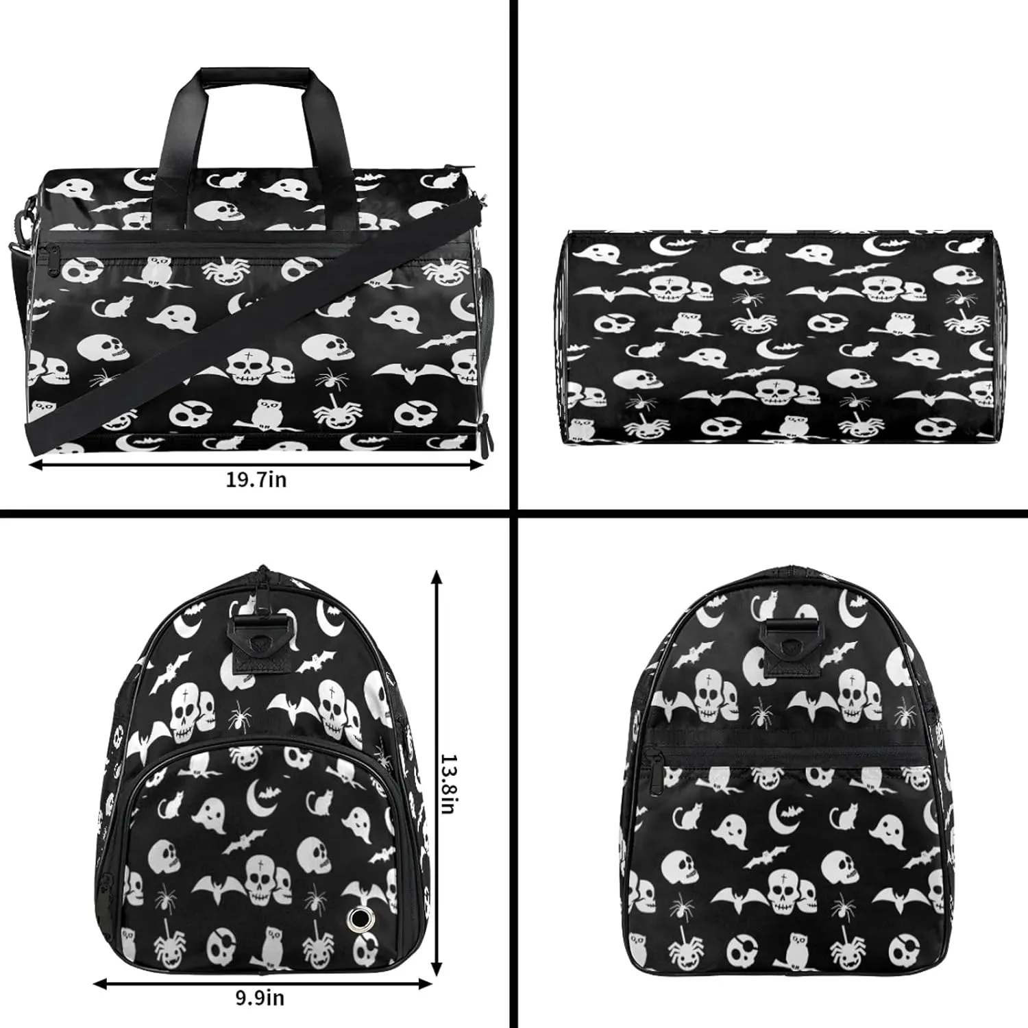 Gym Bag for Women Men Bat Black Gothic Travel Duffle Bag with Shoe Compartment Waterproof Sports Tote Bags Large Overnight Weekender Bags for Travel Swimming Gym Yoga Dance