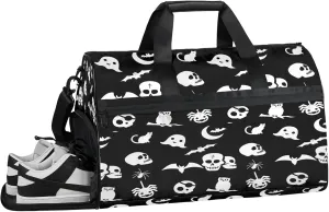 Gym Bag for Women Men Bat Black Gothic Travel Duffle Bag with Shoe Compartment Waterproof Sports Tote Bags Large Overnight Weekender Bags for Travel Swimming Gym Yoga Dance