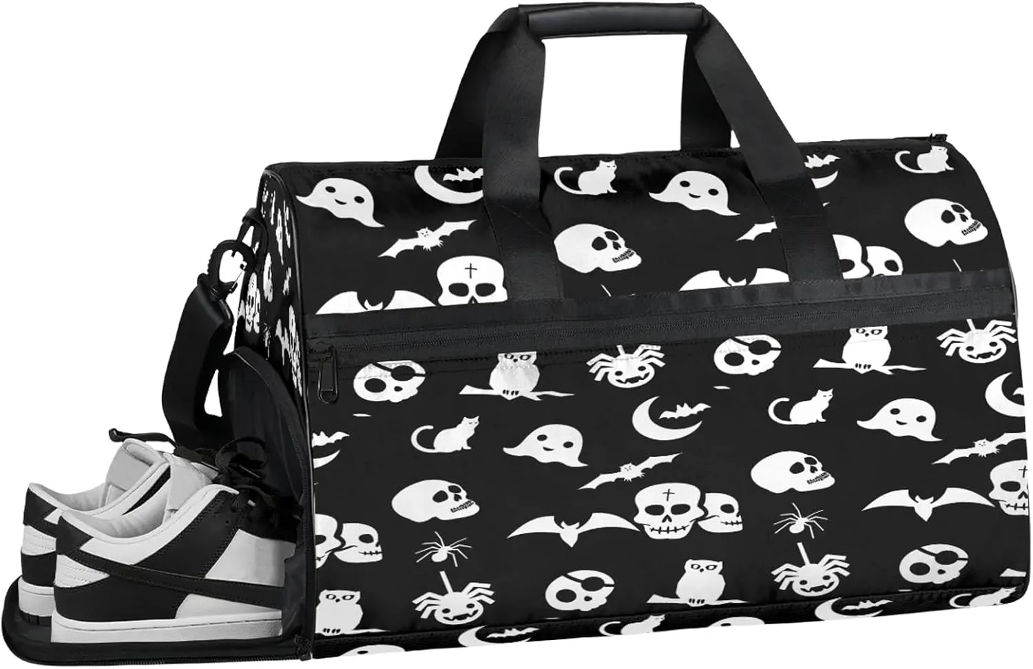 Gym Bag for Women Men Bat Black Gothic Travel Duffle Bag with Shoe Compartment Waterproof Sports Tote Bags Large Overnight Weekender Bags for Travel Swimming Gym Yoga Dance