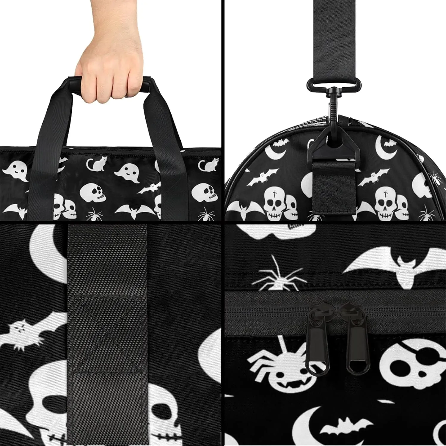 Gym Bag for Women Men Bat Black Gothic Travel Duffle Bag with Shoe Compartment Waterproof Sports Tote Bags Large Overnight Weekender Bags for Travel Swimming Gym Yoga Dance