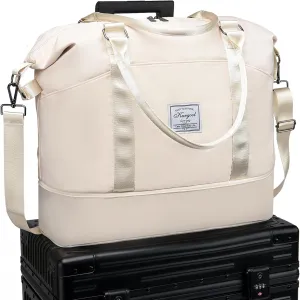 Gym Bag with Wet Pocket, Foldable Travel Duffle Bag Carry On Weekender Bags for Women, Waterproof Overnight Bag for Travel, Gym, Yoga