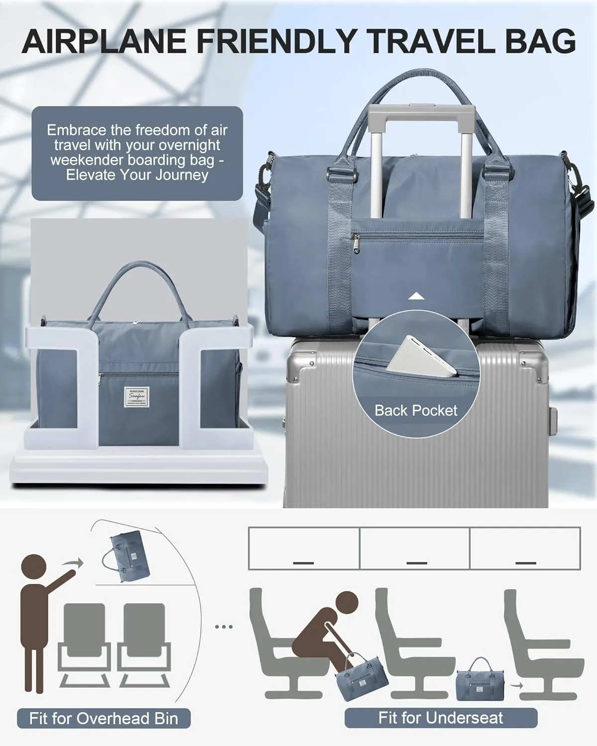 Gym Bag Womens,Travel Duffel Carry on Bag Sport Tote Bag Weekend Overnight Bag