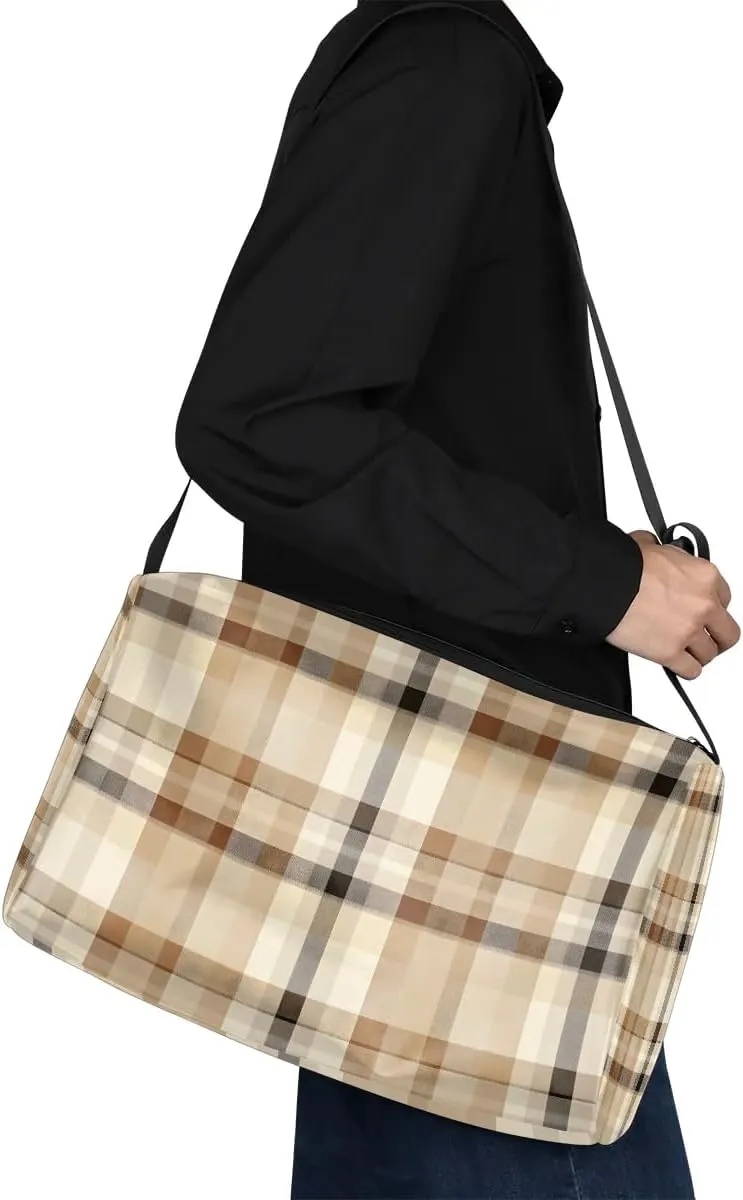 Gym Bags for Men 14.8 Inch Lightweight Carry On Bags for Airplanes Waterproof Duffle Bag for Travel, Art Plaid Cool