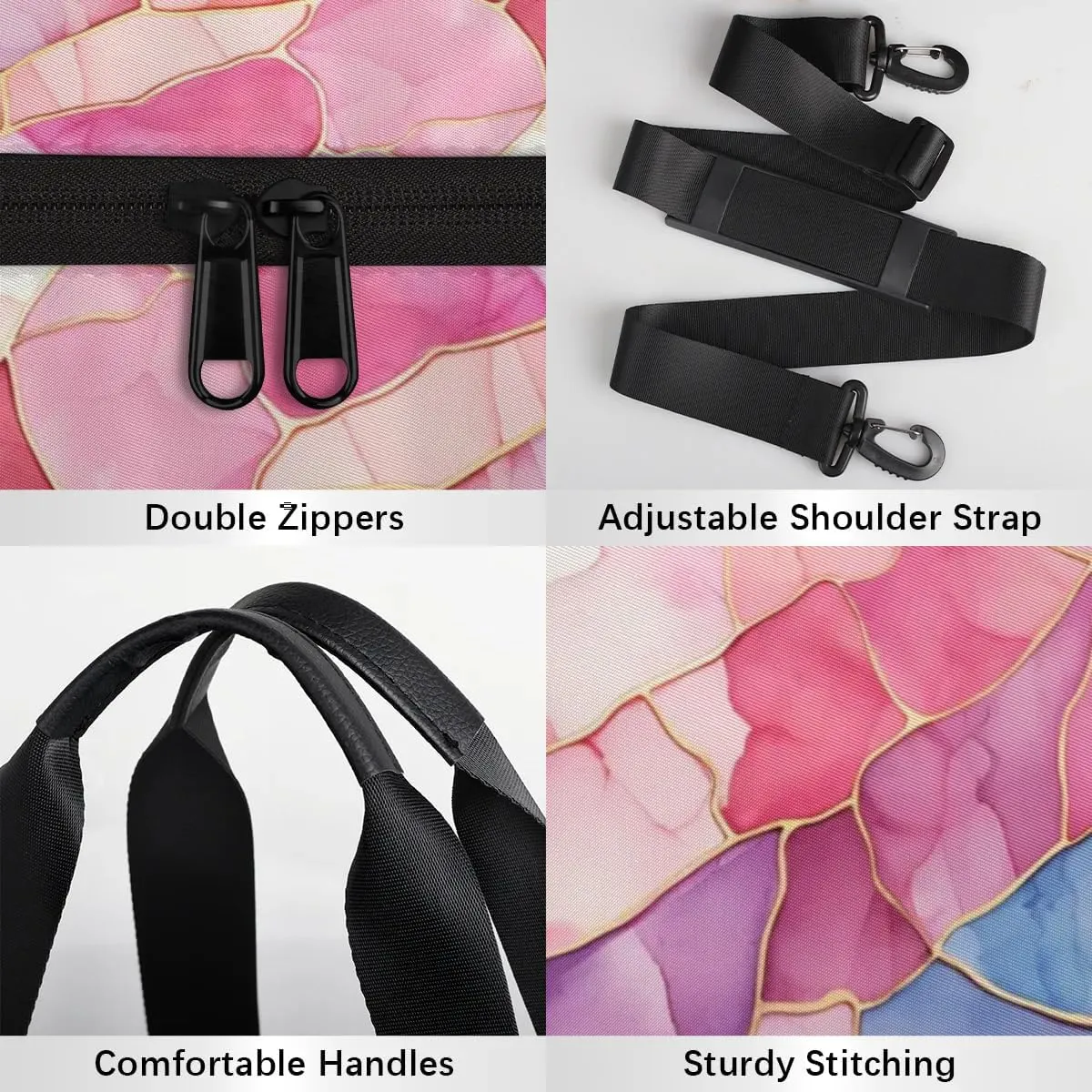 Gym Bags for Men Women Beautiful Marble Style Sports Duffel Bags Carry On Travel Duffle Bag with Detachable Adjustable Shoulder Strap Overnight Weekender Bag