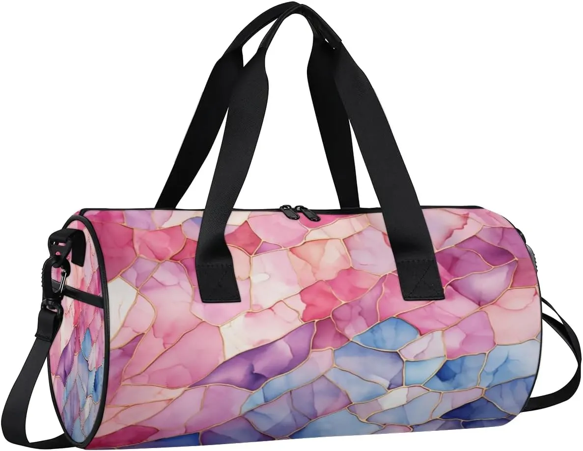Gym Bags for Men Women Beautiful Marble Style Sports Duffel Bags Carry On Travel Duffle Bag with Detachable Adjustable Shoulder Strap Overnight Weekender Bag