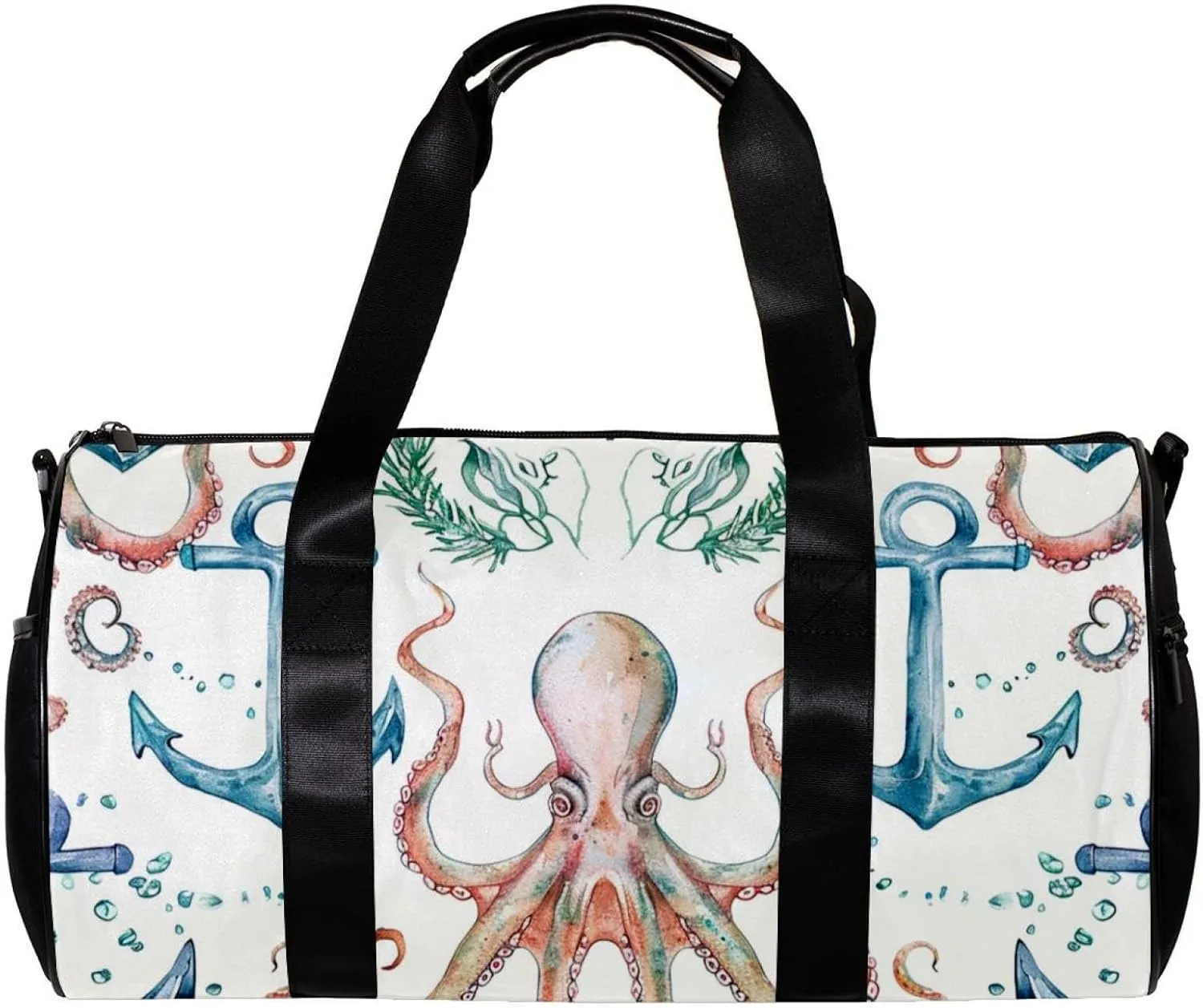 Gym Bags for Men,Travel Duffel Bags for Women,Devilfish Anchor Coral Octopus,Workout Bag