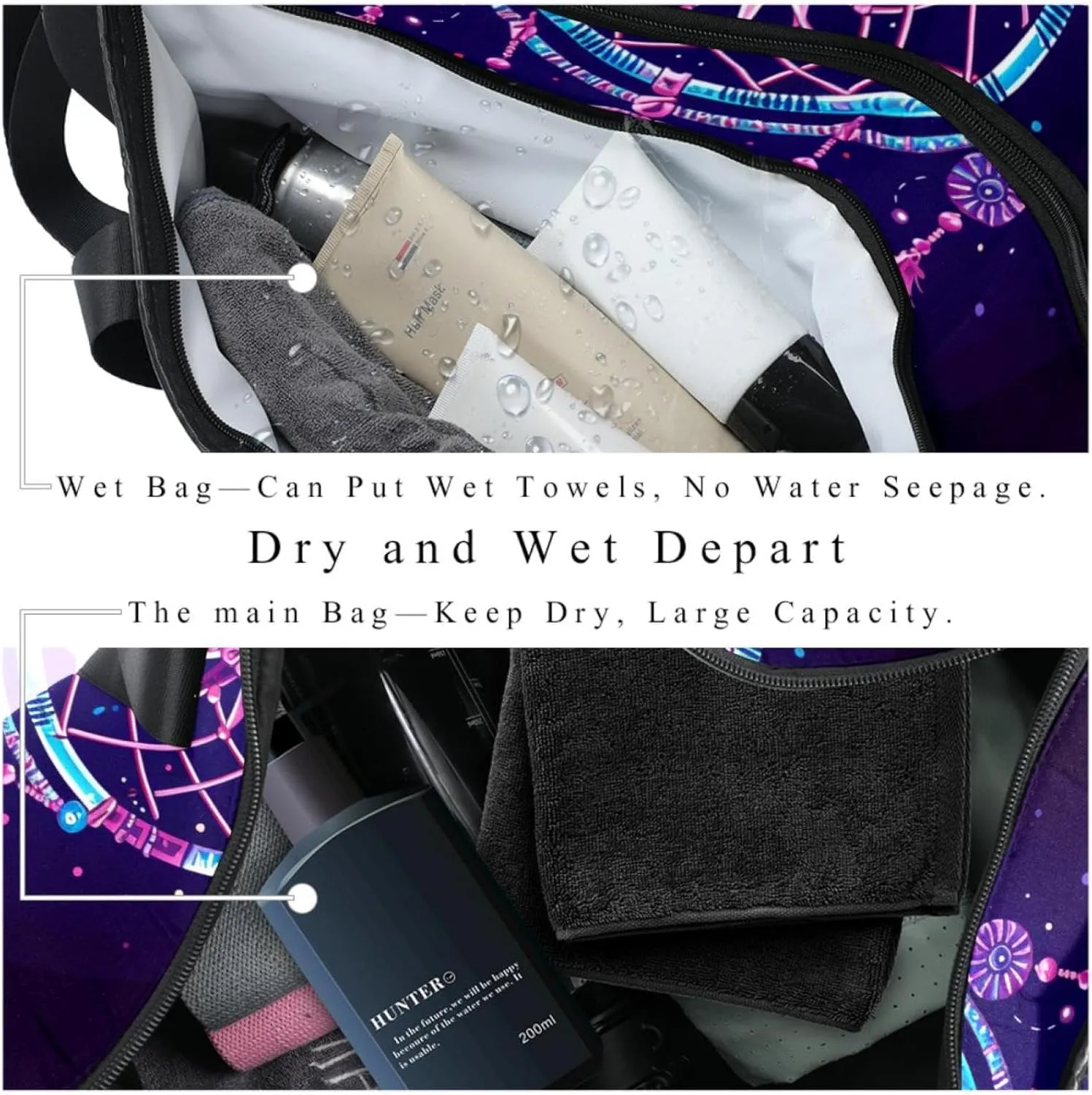 Gym Bags for Men,Travel Duffel Bags for Women,Ethnic Style Dream Catcher Feathers,Workout Bag