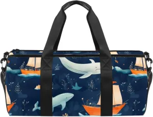 Gym Bags for Women,Duffle Bag for Travel,Anchor Rudder Ocean Dolphin,Gym Bag for Men