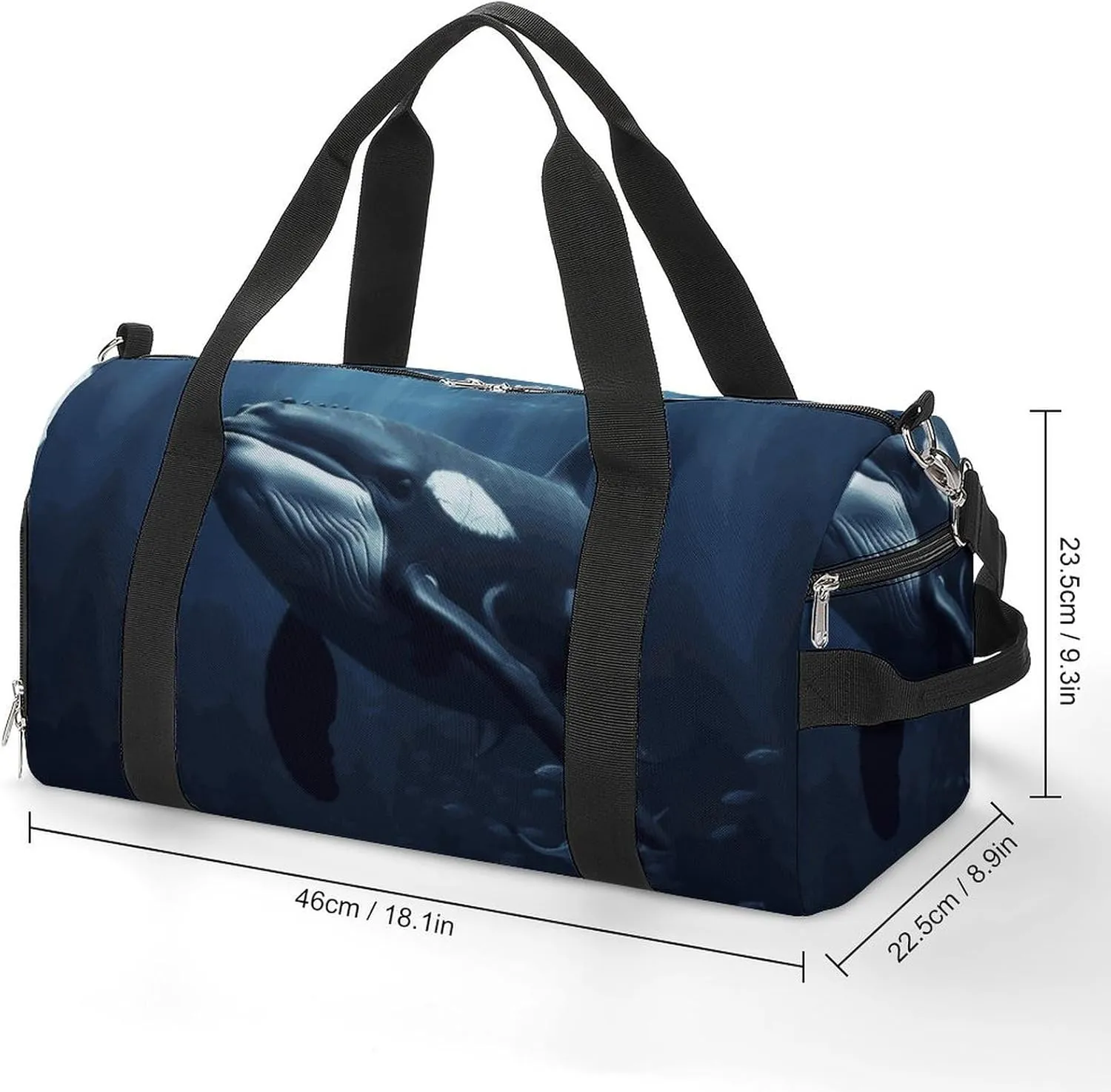 Gym Bags Small Marine Whales Duffel Bag Overnight Bag with Shoe Compartment Carryon Bag for Men Women