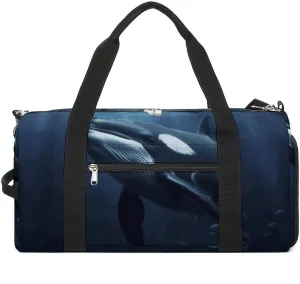 Gym Bags Small Marine Whales Duffel Bag Overnight Bag with Shoe Compartment Carryon Bag for Men Women