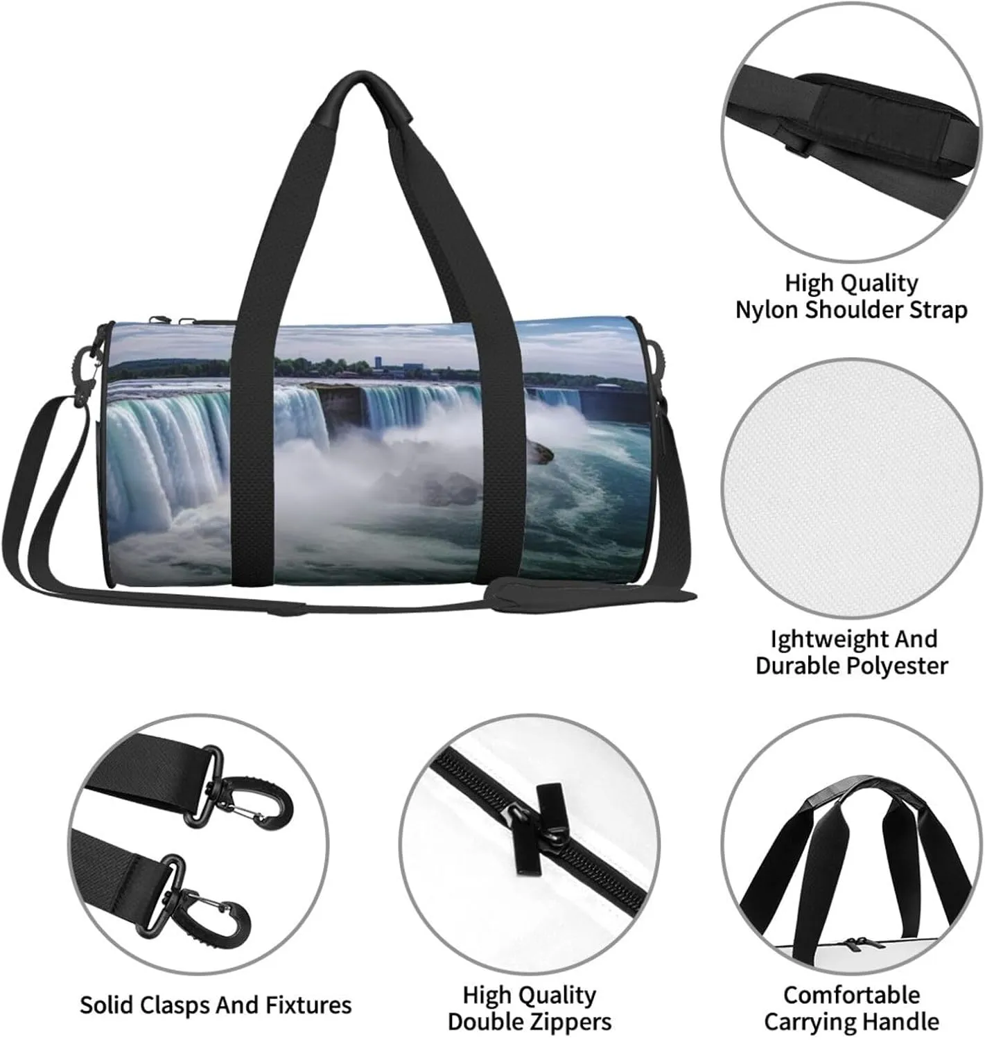 Gym Bags Small Niagara Falls Duffel Bag Overnight Bag with Shoe Compartment Carryon Bag for Men Women
