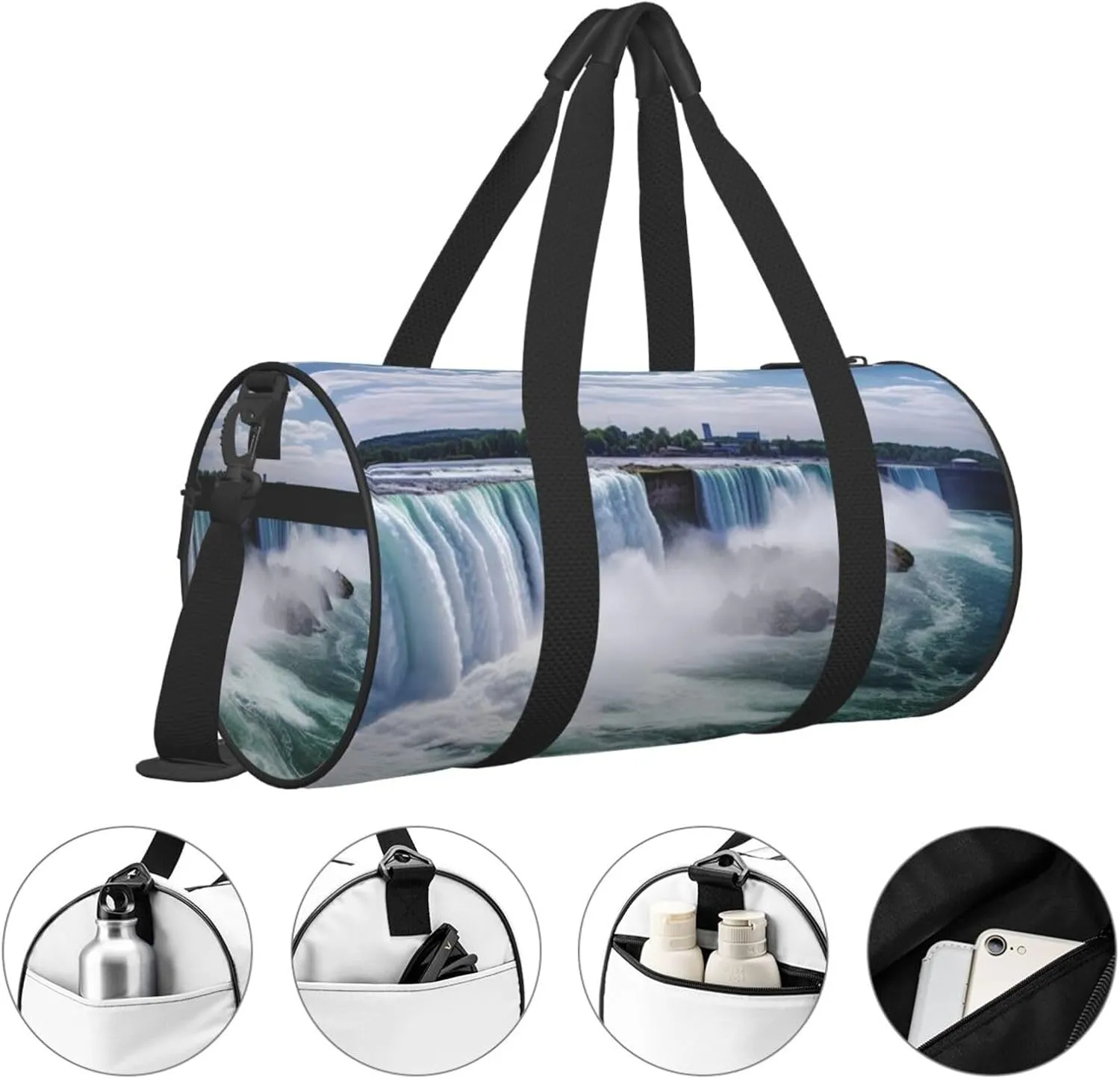 Gym Bags Small Niagara Falls Duffel Bag Overnight Bag with Shoe Compartment Carryon Bag for Men Women