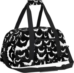 Halloween Bat Kids Overnighter Duffel Bags for Boys Girls, Carry-On Size Sports Gym Bag with Front Zipper Pocket for School Practice or Overnight Travel Weekender Sleepover Tote Bag