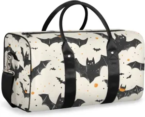 Halloween Bat Travel Duffle Bag for Women Men Gym Duffel Foldable Bag Waterproof Weekender Scary Black Duffle Tote