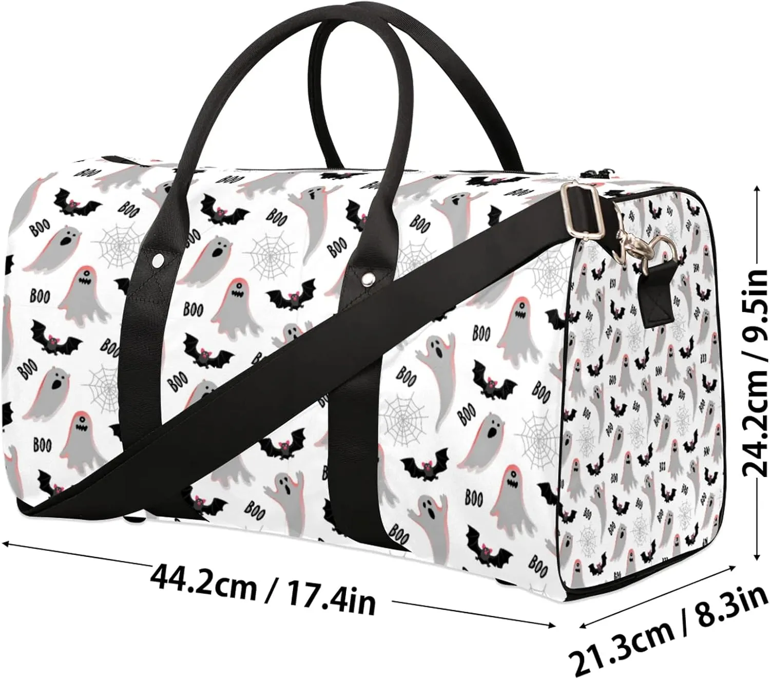 Halloween Ghost Bat Travel Duffle Bag, Weekender Bags for Women Men, Carry on Overnight Bag Waterproof Gym Bags, Hospital Bag for Labor and Delivery