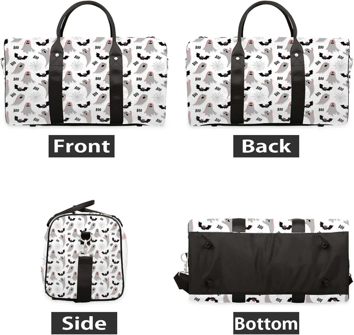 Halloween Ghost Bat Travel Duffle Bag, Weekender Bags for Women Men, Carry on Overnight Bag Waterproof Gym Bags, Hospital Bag for Labor and Delivery