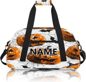 Halloween Mini Gym Bag 18 inch for Women Men Waterproof Custom Pumpkin Bat Spiders Web Travel Duffel Bag Carry On Overnight Tote Nurse Bag for Work Fitness Hiking