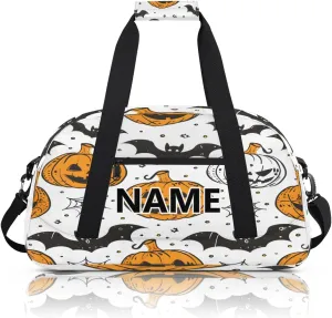 Halloween Mini Gym Bag 18 inch for Women Men Waterproof Custom Spiders Web Bat Pumpkin Travel Duffel Bag Carry On Overnight Tote Nurse Bag for Work Fitness Hiking