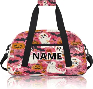 Halloween Mini Gym Bag 18 inch for Women Men Waterproof Custom Spiderweb Ghost Bat Travel Duffel Bag Carry On Overnight Tote Nurse Bag for Work Fitness Hiking